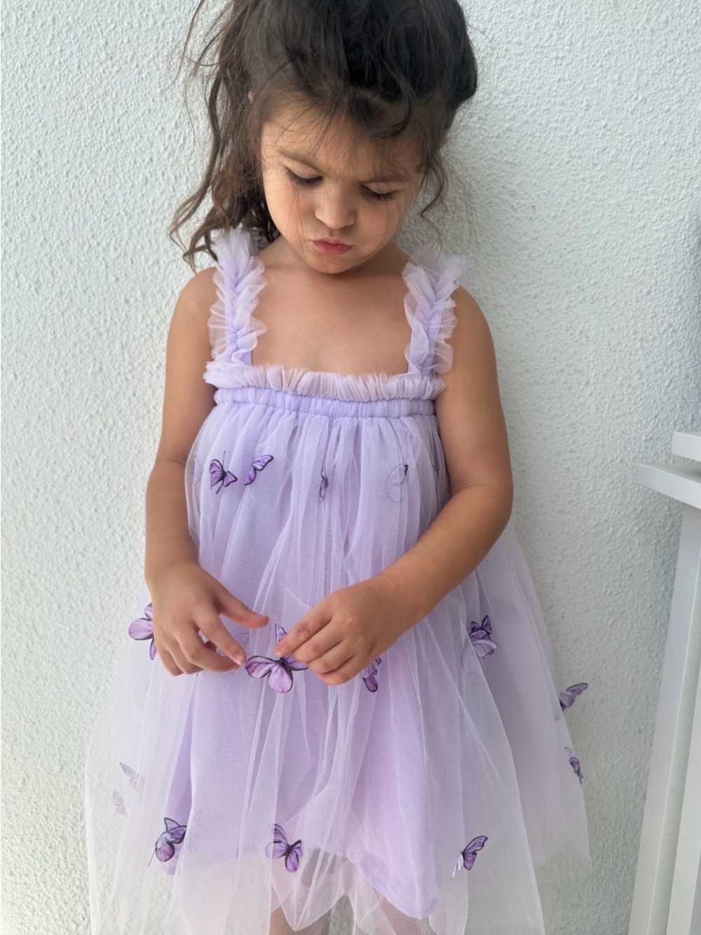Lavender Butterfly Tulle Dress for Kids - Picture 3 of 8
